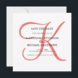 Classic Coral Monogram Save the Date<br><div class="desc">These elegant wedding save the date invitations show off your monogram in large,  stylish text in a trendy coral colour on a white background. A simple,  classy look for your modern wedding.</div>