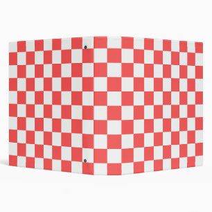 Classic coral red checkerboard binder