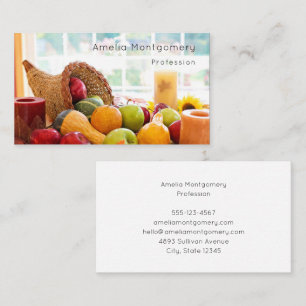 Classic Cornucopia Harvest Table Thanksgiving Business Card