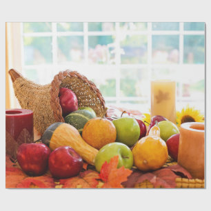 Classic Cornucopia Harvest Table Thanksgiving Wrapping Paper