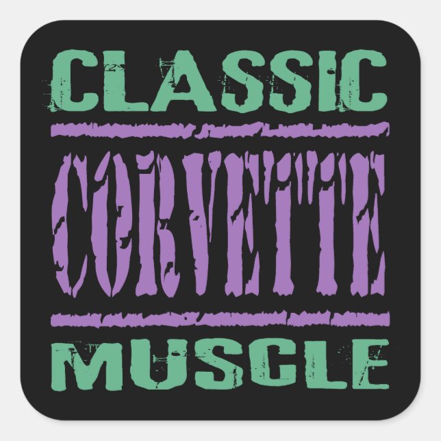 Classic Corvette Muscle Square Sticker (Front)