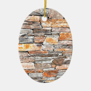 Classic country brick rock stone pattern ceramic ornament