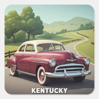 Classic Country Cruiser Kentucky Square Sticker