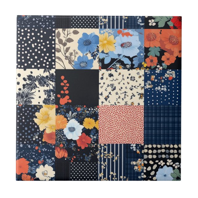 Classic Country Patchwork Quilt - Bold Botanicals Tile (Front)