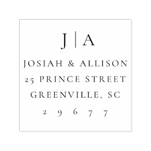 Classic couples monogram self inking address stamp