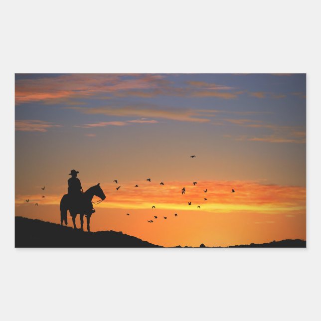 Classic Cowboy in the Sunset Sticker (Front)