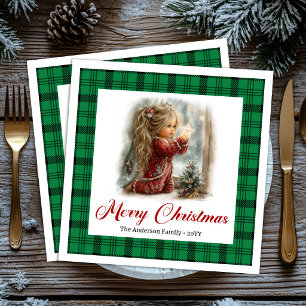 Classic Cozy Family Gathering Winter Scene Napkins