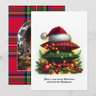 Classic Cozy Plaid Family Holiday Photo Card