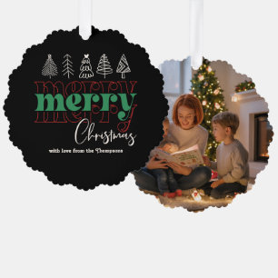 Classic Cozy Scribbles Merry Christmas Keepsake Ornament Card