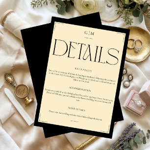 Classic Cream Monogrammed Wedding Information Card