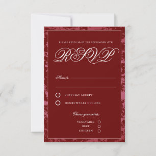 Classic Crimson Red Blush Tone Texture Elegant RSVP Card