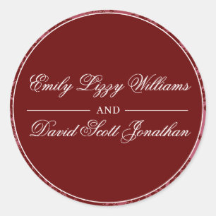 Classic Crimson Red Elegant Abstract Round Sticker
