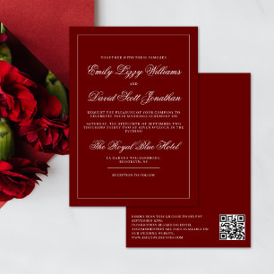 Classic Crimson Red Minimalist QR Code Invitation