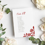 Classic Crimson Red Rose Lace Seating Card Wedding<br><div class="desc">Vintage floral rose lace,  seating chart wedding table number cards. Customise with table number and guest names. Double sided. Designed to match our Classic Crimson Red Rose Lace Wedding Collection.</div>