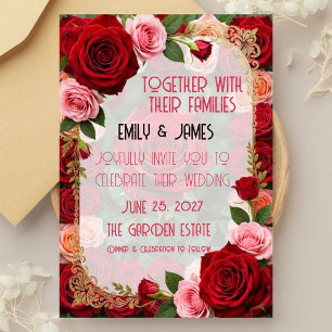 Classic Crimson Rose Wedding Invitation