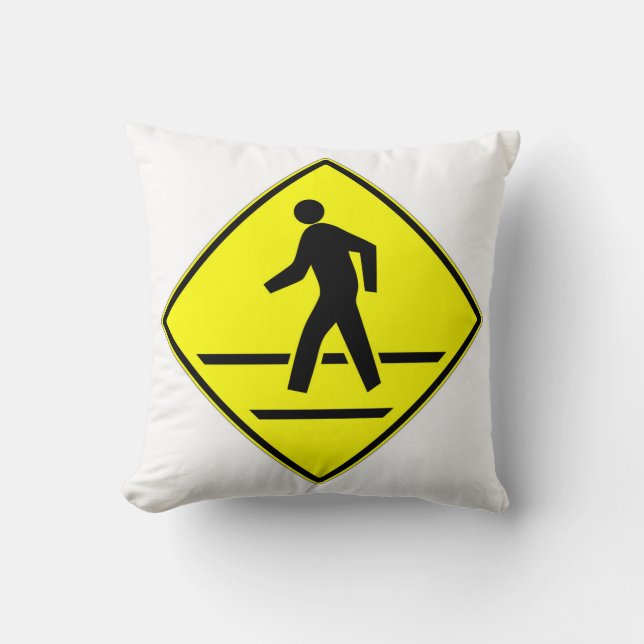 Classic Cross Walk Sign Throw Pillow (Front)