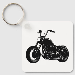 Classic Cruiser Motorcycle Design Keychain
