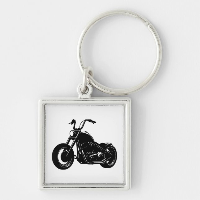 Classic Cruiser Motorcycle Design Keychain (Front)