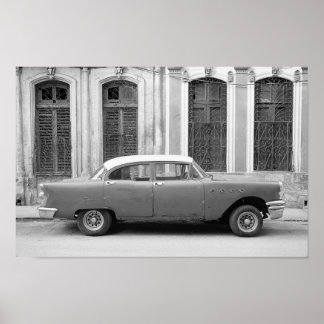 Classic Cuban Car, a black and white print