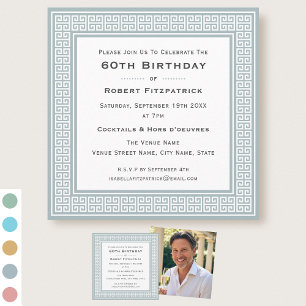 Classic Custom Age Photo Birthday Party Grey Invitation