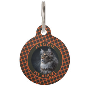 Classic Custom Cat Dad Gift Gingham Print Pet Tag