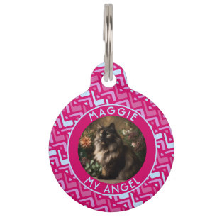Classic Custom Dog Dad Gift Chevron Pattern Pet Tag
