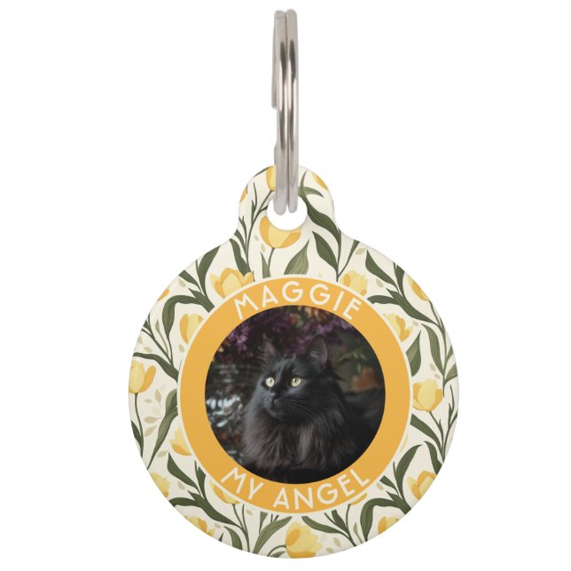 Classic Custom Dog Owner Gift Tulip Pet Tag (Front)