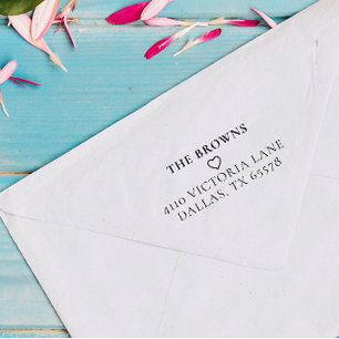 Classic Custom Family ReturnAddress Simple Heart Rubber Stamp