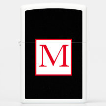 CLASSIC CUSTOM INITIAL BLACK WHITE Zippo Lighter