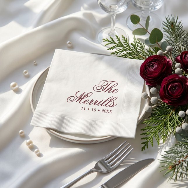Classic Custom Mr and Mrs Cocktail Wedding Napkin (Creator Uploaded)