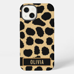 Classic Custom Name Cheetah Animal Print Pattern iPhone 13 Case