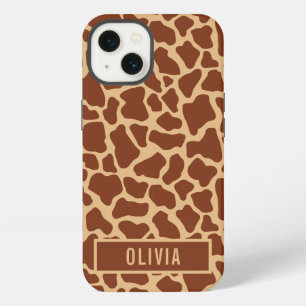 Classic Custom Name Giraffe Animal Print Pattern iPhone 13 Case