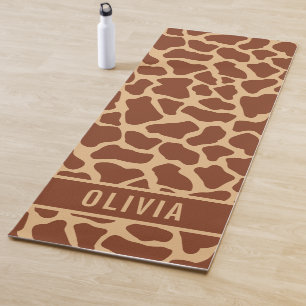Classic Custom Name Giraffe Animal Print Pattern Yoga Mat