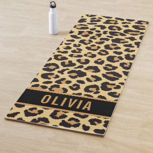Classic Custom Name Leopard Animal Print Pattern Yoga Mat