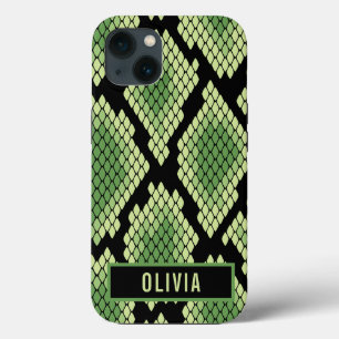 Classic Custom Name Snake Animal Print Pattern iPhone 13 Case