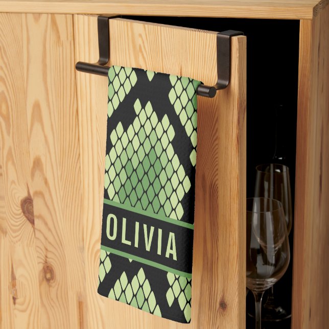 Classic Custom Name Snake Animal Print Pattern Kitchen Towel (Thirds Fold)