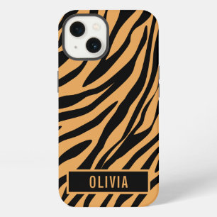 Classic Custom Name Tiger Animal Print Pattern iPhone 13 Case
