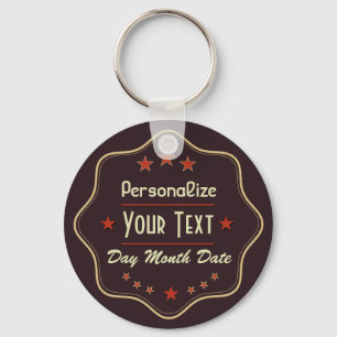 Classic Custom Text Retro Label Keychain