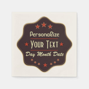 Classic Custom Text Retro Label Napkin