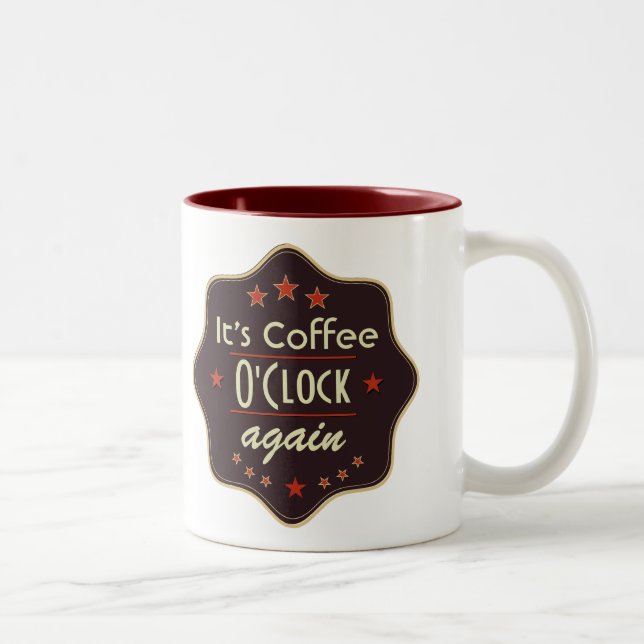 Classic Custom Text Retro Label Two-Tone Coffee Mug (Right)