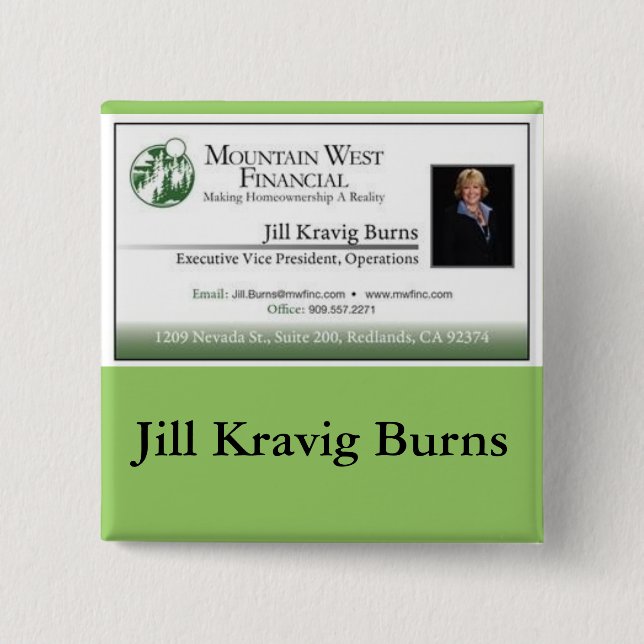 Classic Customizable Business Card Name Tag Pin (Front)
