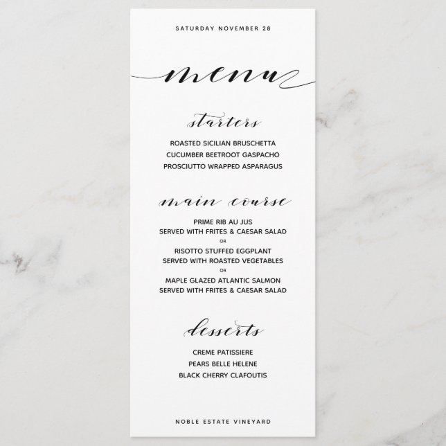 Classic Customizable Dinner Menu (Front)