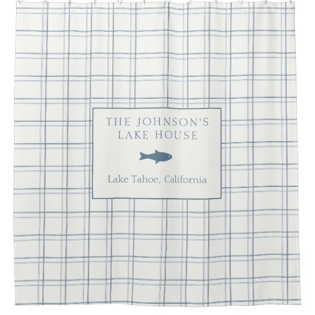 Classic Customizable Plaid Lake House Blue Fish (Front)