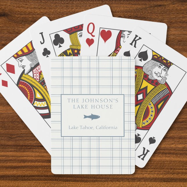 Classic Customizable Plaid Lake House Blue Fish Playing Cards (Creator Uploaded)