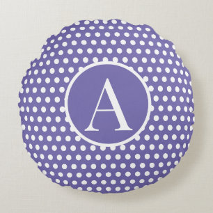 Classic Cute Chic initial letter Polka Dot  Round Pillow