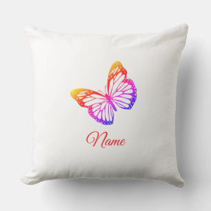 Classic Cute Chic Name Colourful Ombre Butterfly Throw Pillow