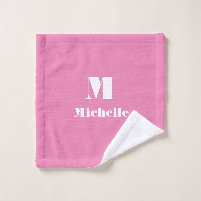 Classic Cute Chic Name Initial Letter Pink  Wash Cloth (Wash Cloth)