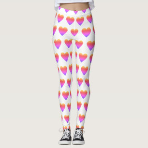Classic Cute Chic Ombre Rainbow Colours Heart Leggings