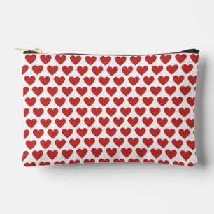Classic Cute Chic Red Hearts on White Accessory Pouch