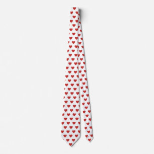 Classic Cute Chic Red Hearts on White Tie